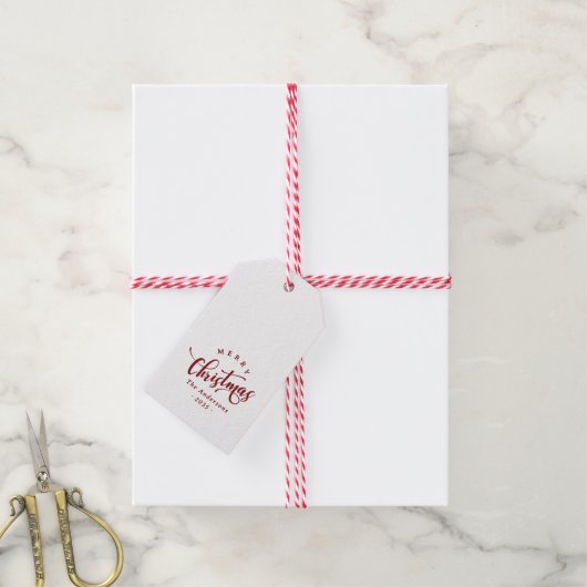 Simple Merry Christmas Calligraphy Script ギフトタグ (より糸付き)