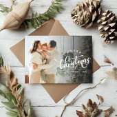 Simple Merry Christmas Calligraphy Script Photo シーズンカード
