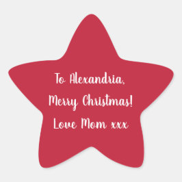 Simple Merry Christmas from Mom Red and White 星シール