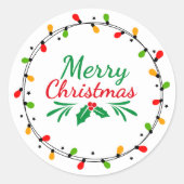 Simple Merry Christmas Green and Red ラウンドシール (正面)