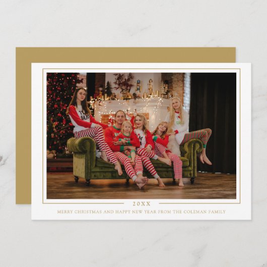 Simple Merry Christmas Monogrammed Photo Family (正面/裏面)