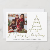 Simple Merry Christmas Pine Tree family photo シーズンカード (正面)