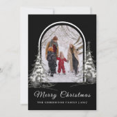 Simple Merry Christmas Pine Tree family photo シーズンカード (正面)