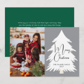 Simple Merry Christmas Pine Tree family photo シーズンカード (正面/裏面)