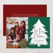 Simple Merry Christmas Pine Tree family photo シーズンカード (正面/裏面)
