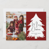 Simple Merry Christmas Pine Tree family photo シーズンカード (正面)