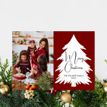 Simple Merry Christmas Pine Tree family photo