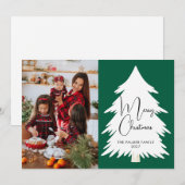 Simple Merry Christmas Pine Tree family photo シーズンカード (正面/裏面)
