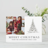 Simple Merry Christmas Pine Tree family photo シーズンカード (スタンド正面)