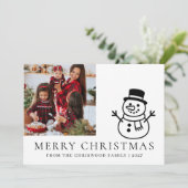 Simple Merry Christmas Pine Tree family photo シーズンカード (スタンド正面)