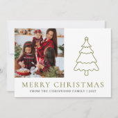 Simple Merry Christmas Pine Tree family photo シーズンカード (正面)