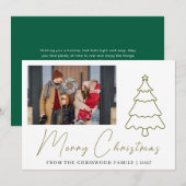 Simple Merry Christmas Pine Tree family photo Holi シーズンカード (正面/裏面)