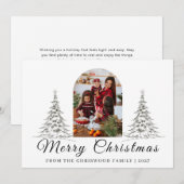 Simple Merry Christmas Pine Tree family photo Holi シーズンカード (正面/裏面)