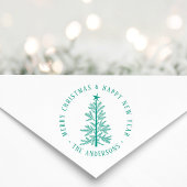 Simple Merry Christmas Round Return Address セルフインキングスタンプ