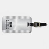 Simple, Metallic Silver Personalized Gry Text ラゲッジタグ (正面横)