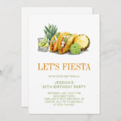 Simple Mexican Tacos Fiesta 30th Birthday Party 招待状 (正面/裏面)