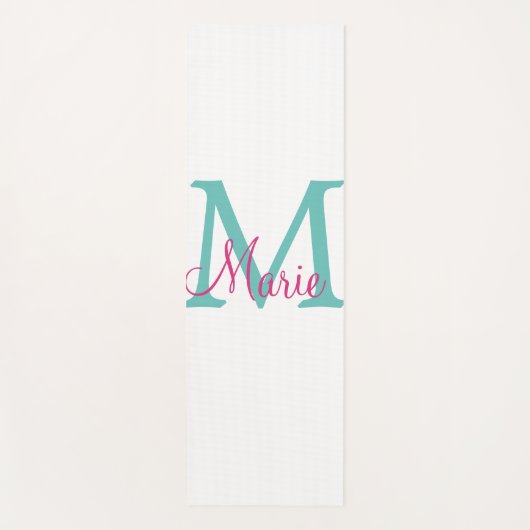 simple minimal add name monogram green pink blue t ヨガマット (正面)
