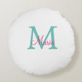 simple minimal add name monogram green pink blue t ラウンドクッション (裏面)