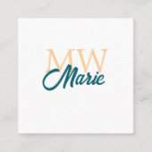 simple minimal add name monogram orange blue bold スクエア名刺 (正面)