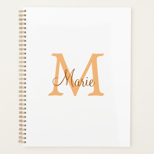 simple minimal add name monogram orange brown  thr プランナー手帳 (正面)