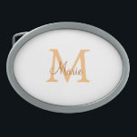 simple minimal add name monogram orange brown  thr 卵形バックル<br><div class="desc">beautiful design</div>