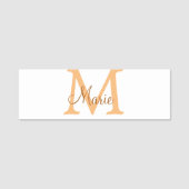 simple minimal add name monogram orange brown thr 名札 (正面)