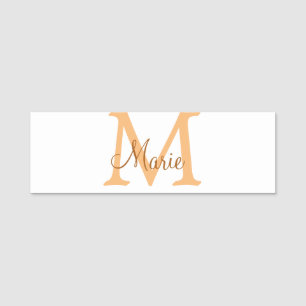 simple minimal add name monogram orange brown thr 名札