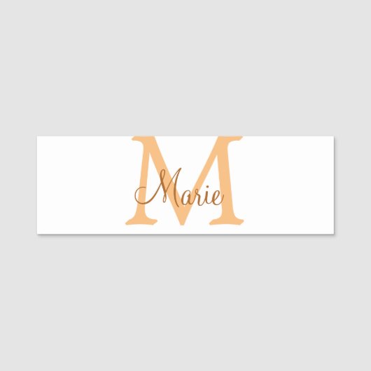 simple minimal add name monogram orange brown thr 名札 (正面)