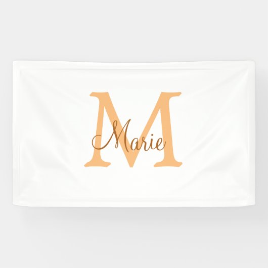 simple minimal add name monogram orange brown thr 横断幕 (横)