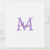 simple minimal add name monogram pink red throw ワインラベル (シングルラベル)