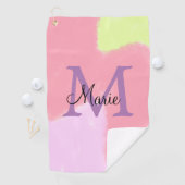 simple minimal add name monogram pink red throw pi ゴルフタオル (インサイチュ)