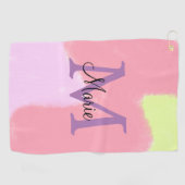 simple minimal add name monogram pink red throw pi ゴルフタオル (横)