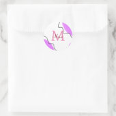 simple minimal add name monogram pink red throw pi ラウンドシール (バッグ)