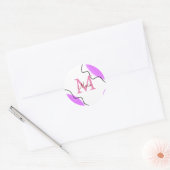 simple minimal add name monogram pink red throw pi ラウンドシール (封筒)
