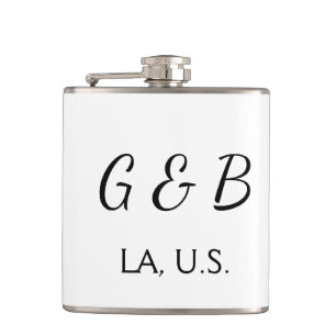 SIMPLE MINIMAL add your couple name city name text フラスク