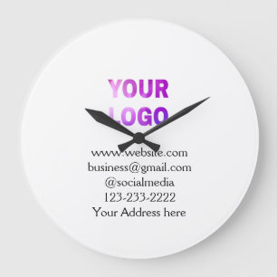 simple minimal add your logo/design here text pos ラージ壁時計