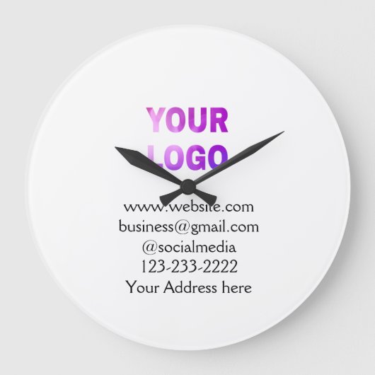 simple minimal add your logo/design here text  pos ラージ壁時計 (正面)