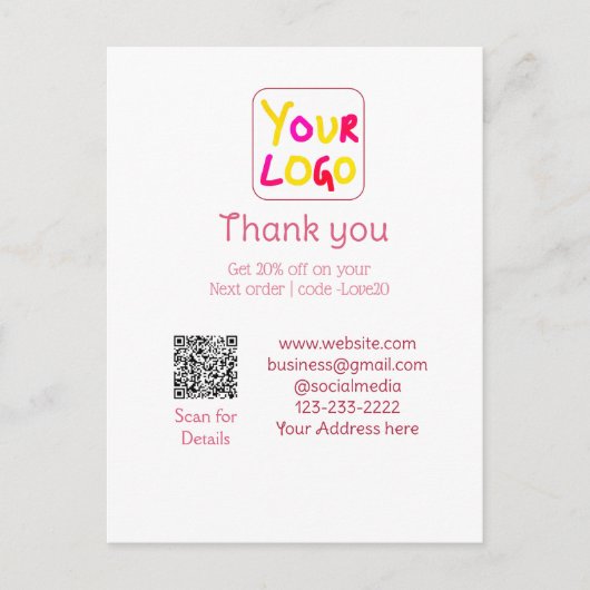 simple minimal add your logo/design here text Q R ポストカード (正面)