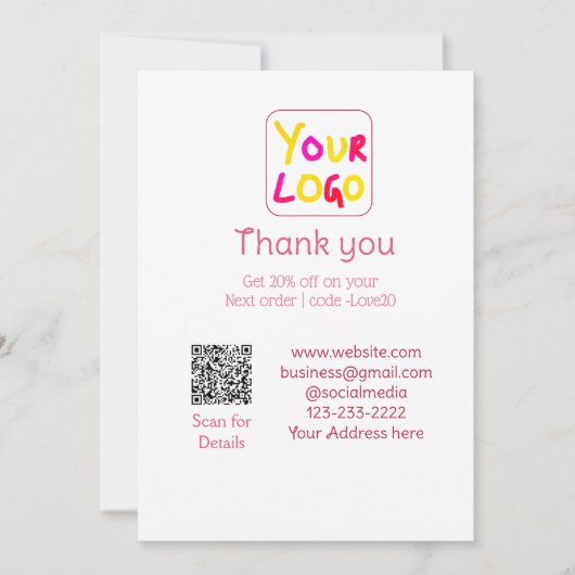 simple minimal add your logo/design here text Q R 招待状 (正面)