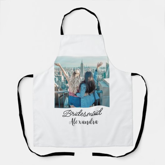 simple minimal add your name photo bridesmaid name エプロン (正面)