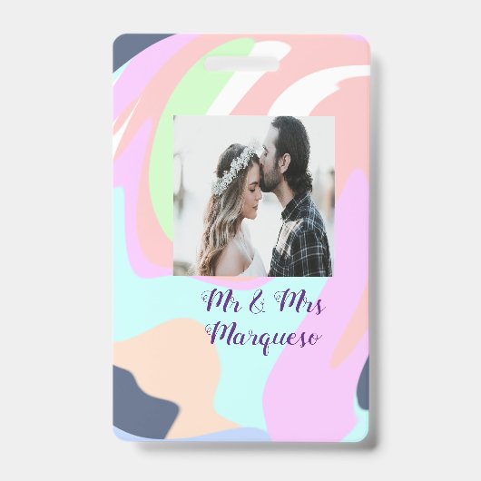 simple minimal add your name photo pastel paint ef バッジ (正面)