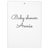 simple minimal add your name text baby shower thro クリップボード (裏面)