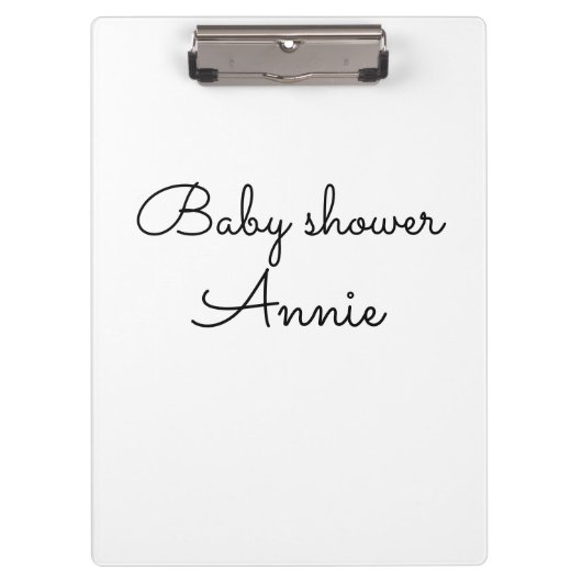 simple minimal add your name text baby shower thro クリップボード (正面)