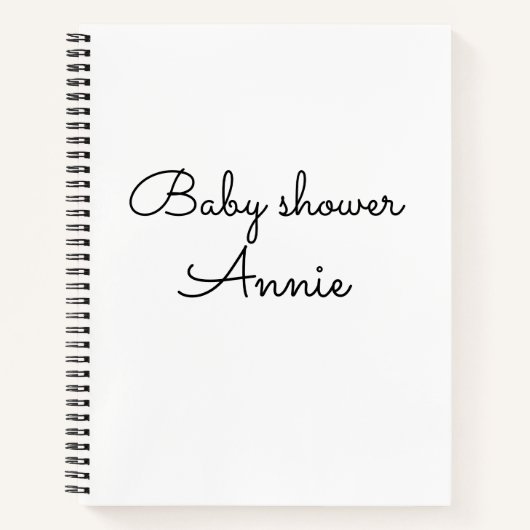 simple minimal add your name text baby shower thro ノートブック (正面)