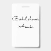 simple minimal add your name text bridal shower  t バッジ (裏面)