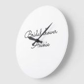 simple minimal add your name text bridal shower  t ラージ壁時計 (傾斜)