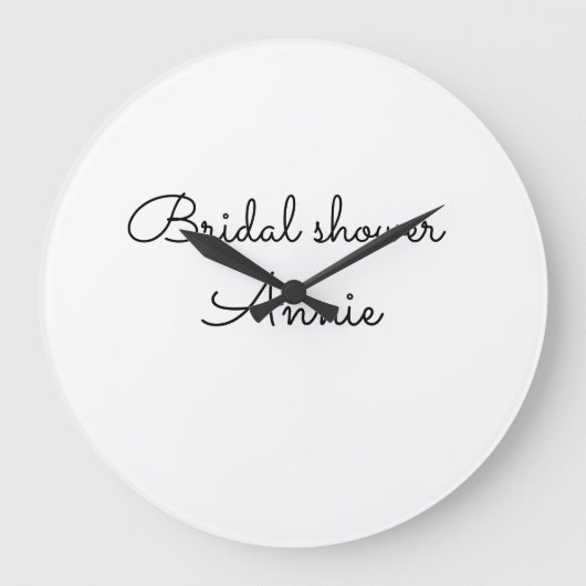simple minimal add your name text bridal shower  t ラージ壁時計 (正面)