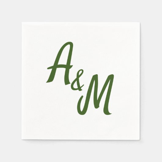 Simple minimal Ampersand Monogram Wedding スタンダードカクテルナプキン (正面)