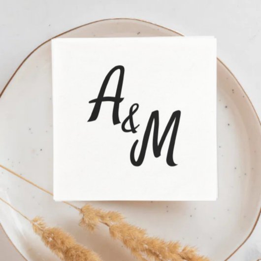 Simple minimal Ampersand Monogram Wedding スタンダードカクテルナプキン