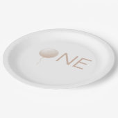 Simple Minimal Balloon 1st Birthday Party ペーパープレート (アングル)